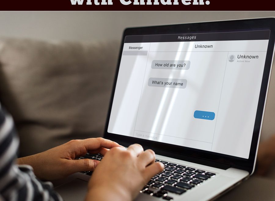 Child using a laptop with and Unkown person trying to message them.
