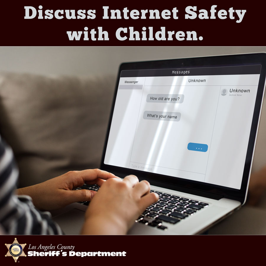 Child using a laptop with and Unkown person trying to message them.